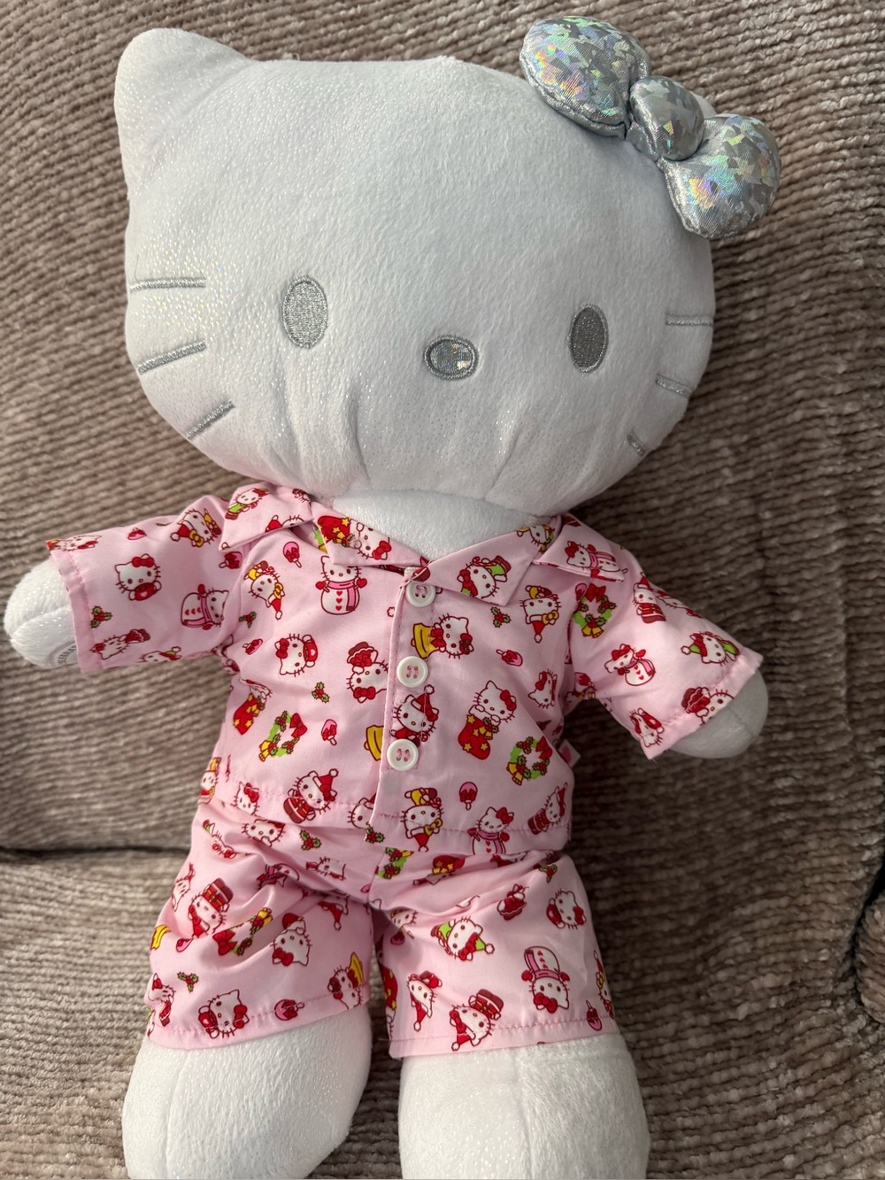 Build-A-Bear 25th Anniversary Sanrio Hello Kitty Silver Glitter 2022 W/PJ's